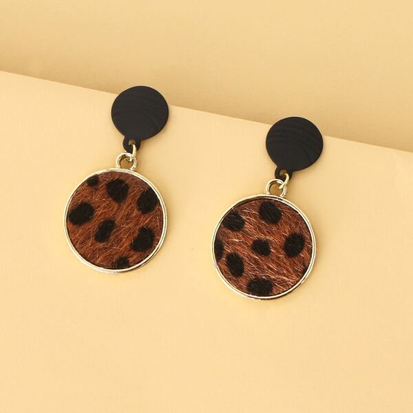 

Leopard Pattern Round Drop Earrings, Multicolor