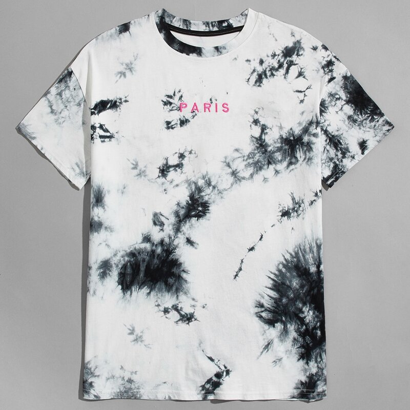 

Guys Letter Graphic Tie Dye Tee, Black and white