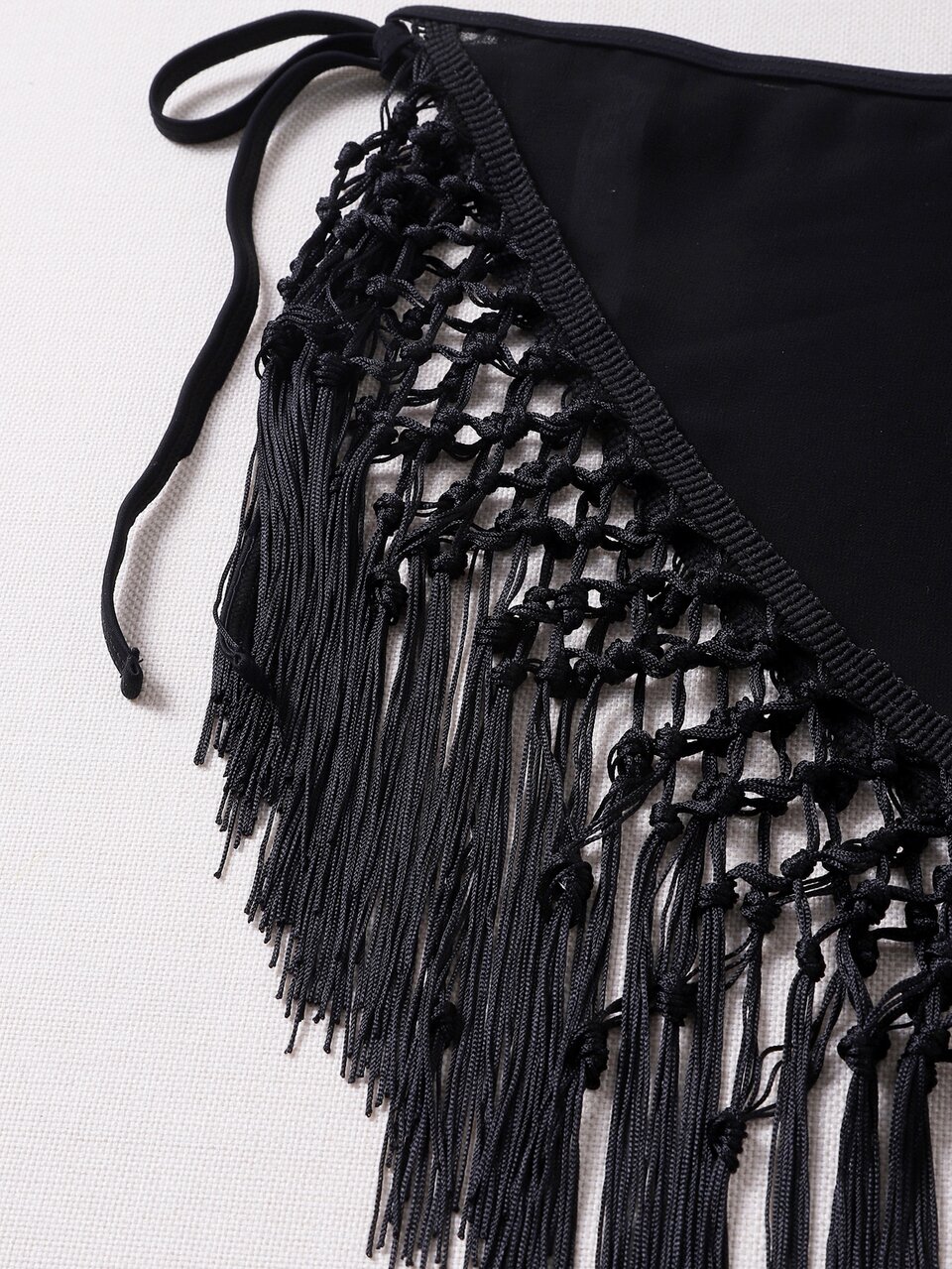 Fringe Hem Sheer Mesh Cover Up