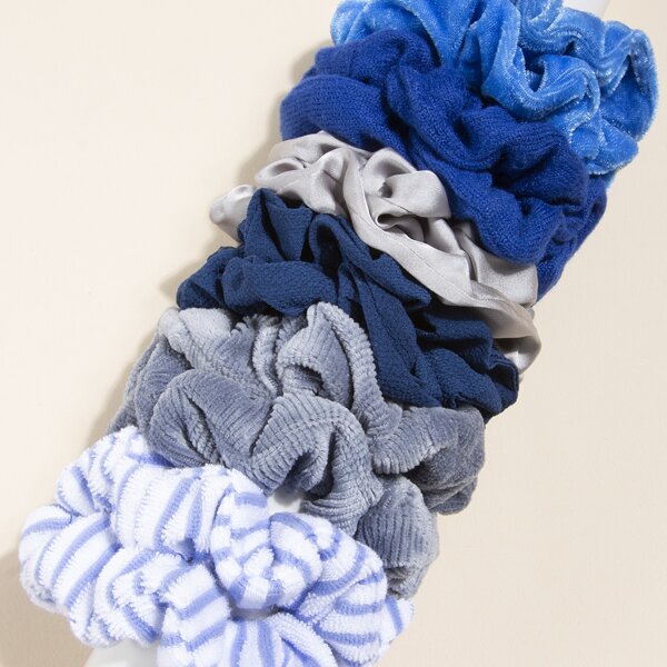 

12pcs Striped Print Scrunchie, Multicolor