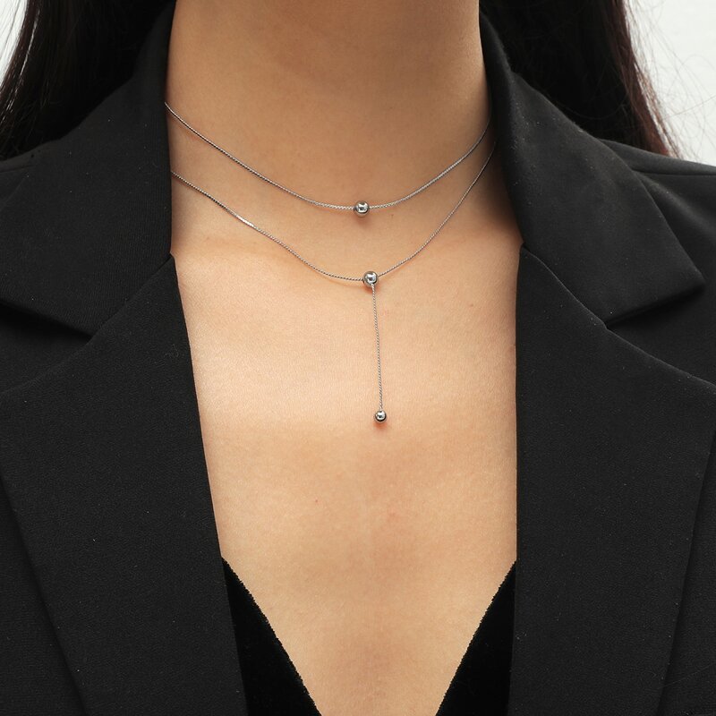 

Round Ball Decor Necklace, Silver