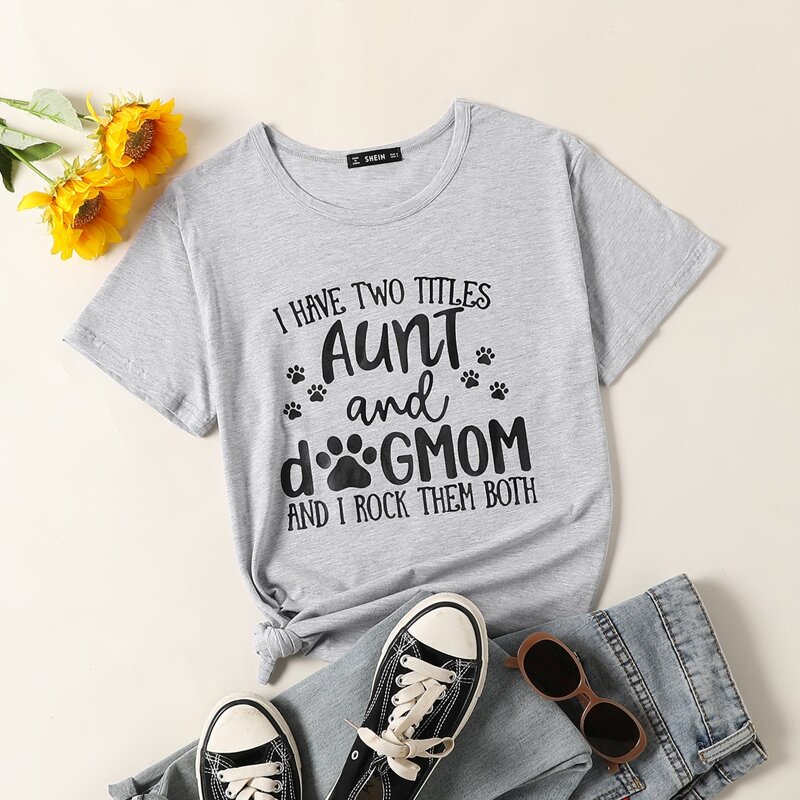 

Slogan Graphic Round Neck Tee, Light grey
