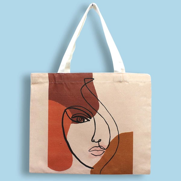 

Minimalist Figure Graphic Color Block Shopper Bag, Multicolor