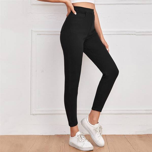 

High Waist Skinny Crop Jeans, Black