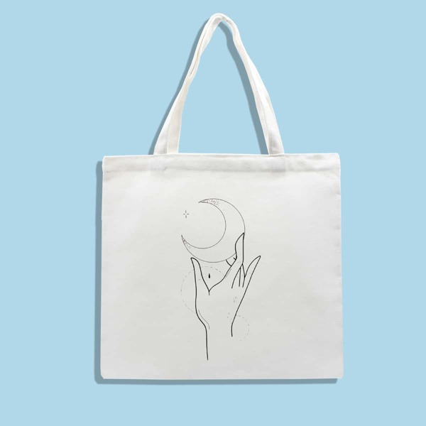 

Minimalist Hand Graphic Shopper Bag, White