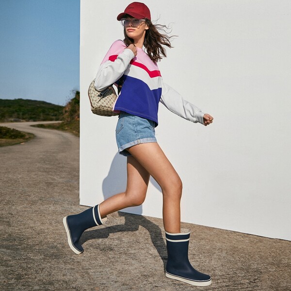 

Drop Shoulder Color Block Tee, Multicolor