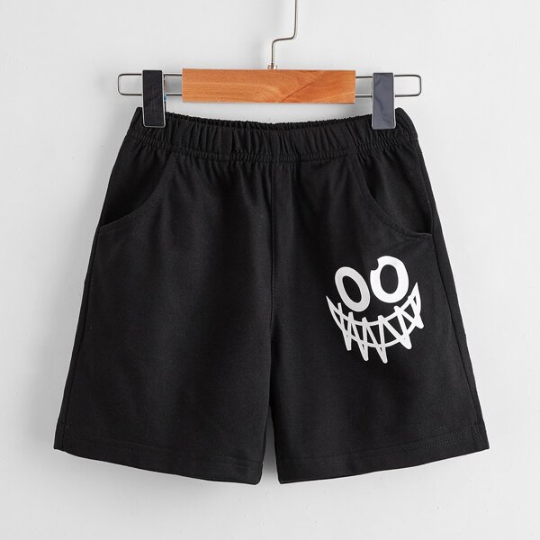 

Toddler Boys Cartoon Graphic Shorts, Black