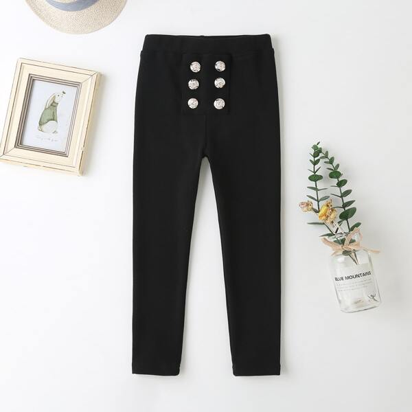 

Toddler Girls Double Breasted Detail Leggings, Black