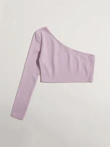 SHEIN Essnce Camiseta corta tejida de canalé con un hombro