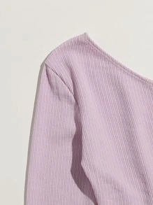 SHEIN Essnce Camiseta corta tejida de canalé con un hombro