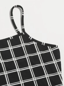 SHEIN Essnce Grid Bodycon Dress - Black - View 5