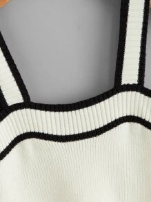 Breezaya 條紋短版針織上衣 - 白色 - 查看 4