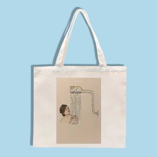 

Figure & Cartoon Graphic Shopper Bag, Beige