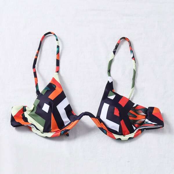 

Geo Print Underwire Bikini Top, Multicolor