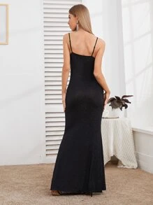 Mermaid Glitter Cami Dress - Black - View 2