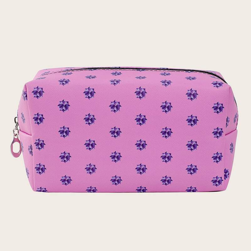 

Graphic Zipper Makeup Bag, Pink