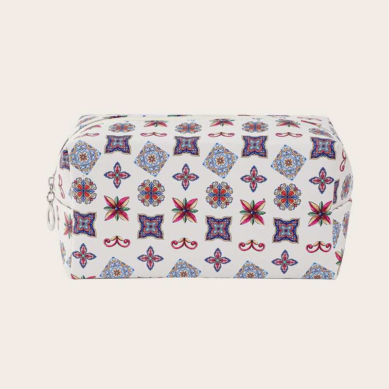 

Flower Pattern Zipper Makeup Bag, Multicolor