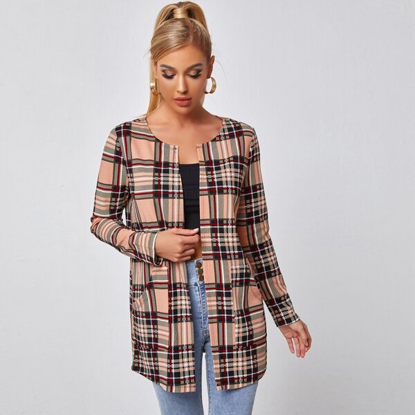 

Plaid Patch Pocket Coat, Multicolor
