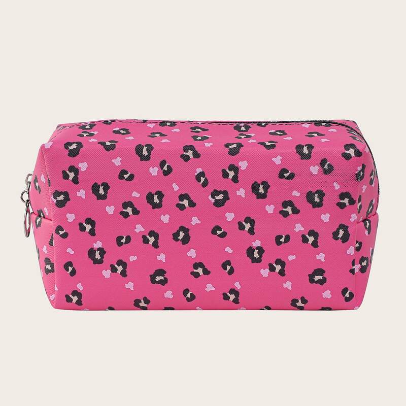

Leopard Zipper Makeup Bag, Pink