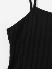 SHEIN EZwear Vestido tejido de canalé con cordón lateral - Negro - Ver 4