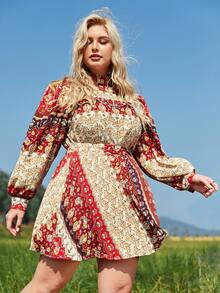 SHEIN Plus Baroque Print Skirt - Multicolor - View 3