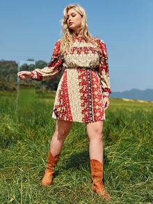 SHEIN Plus Baroque Print Skirt - Multicolor - View 6