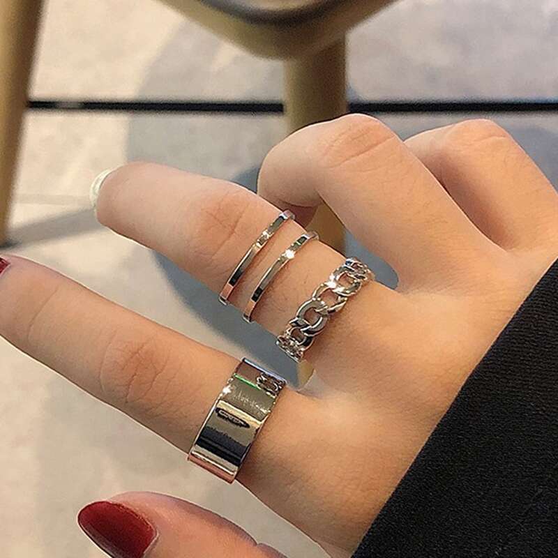 

3pcs Simple Cuff Ring, Silver