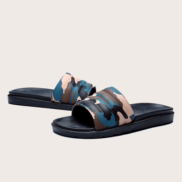 

Men Camo Pattern Slides, Brown