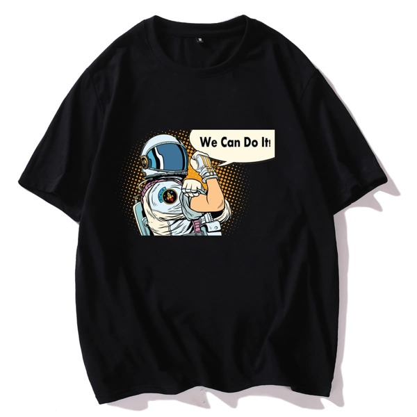 

Men Slogan & Cartoon Graphic Tee, Black
