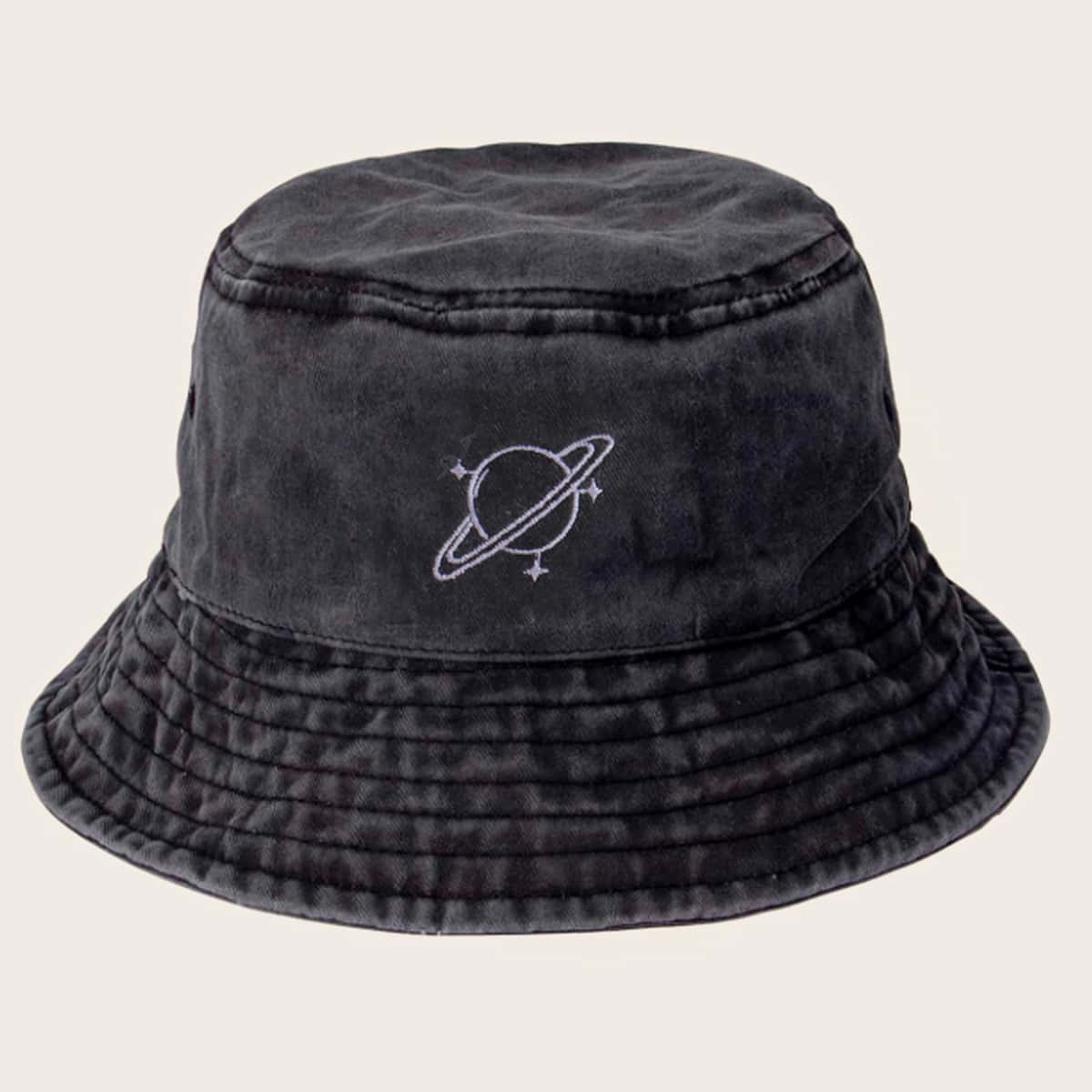 

Guys Planet Embroidery Bucket Hat, Dark grey