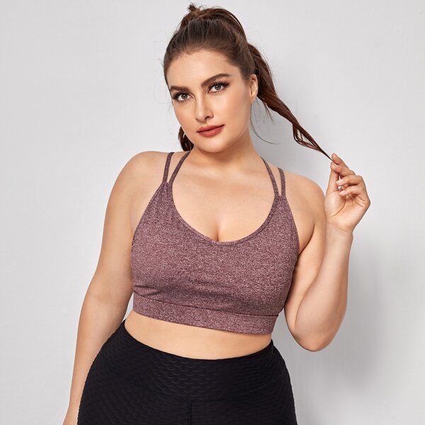 

Plus Space Dye Crisscross Sports Bra, Maroon