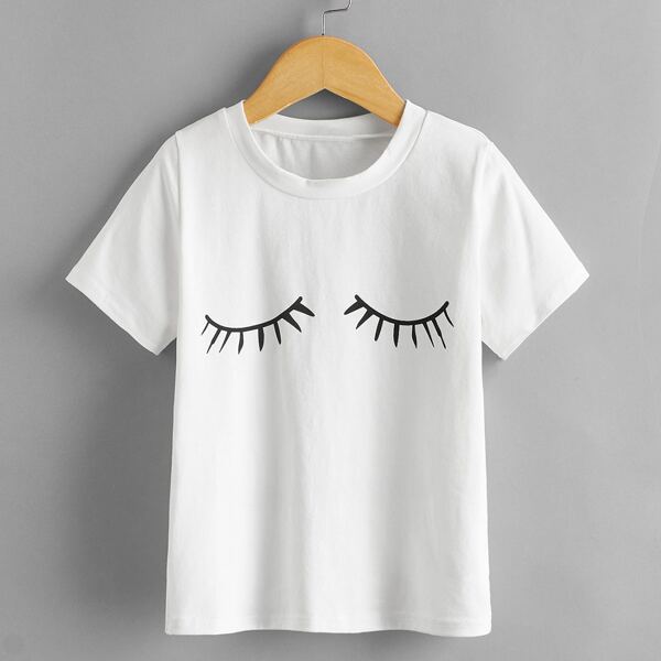 

Toddler Girls Eyelash Print Tee, White