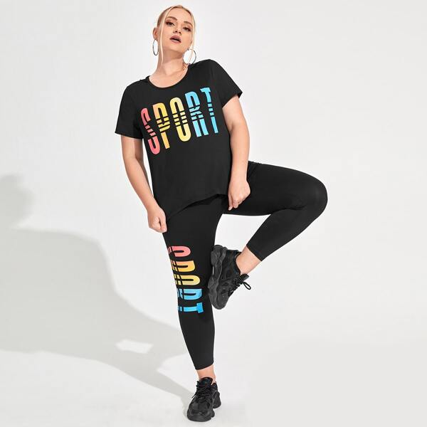 

Plus Letter Graphic Sports Tee, Black