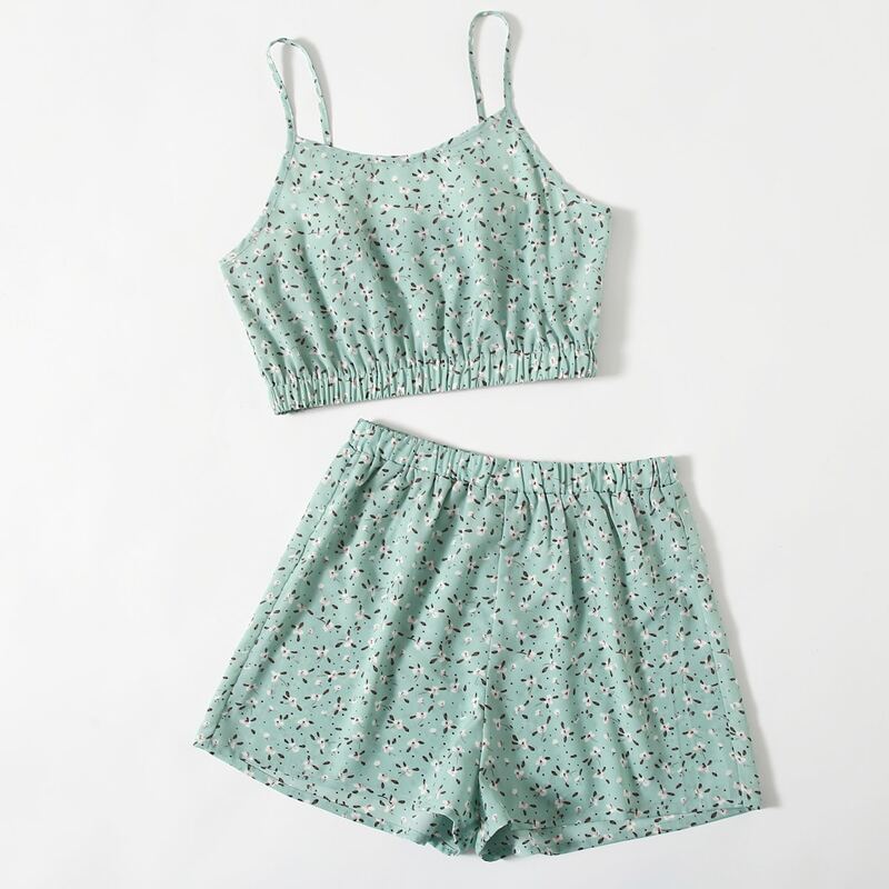 

Ditsy Flower Crop Cami & Shorts, Mint green