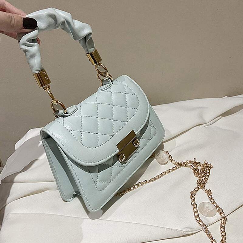 

Quilted Satchel Bag, Baby blue