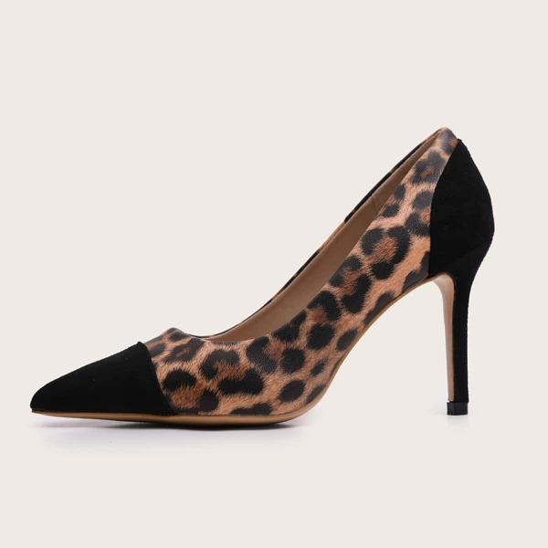 

Leopard Pattern Stiletto Heeled Court Pumps, Multicolor