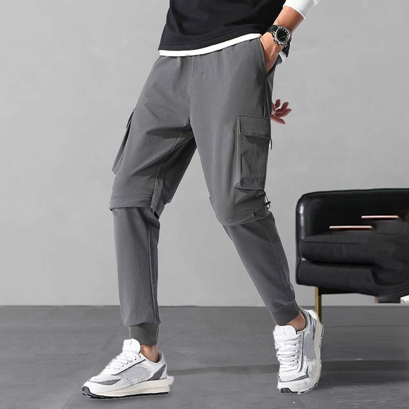 

Guys Solid Cargo Pants, Grey