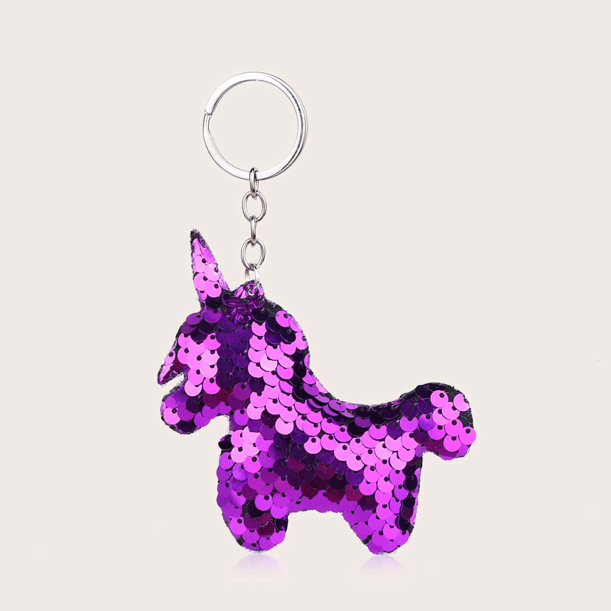 

1pc Sequin Unicorn Bag Charm, Purple