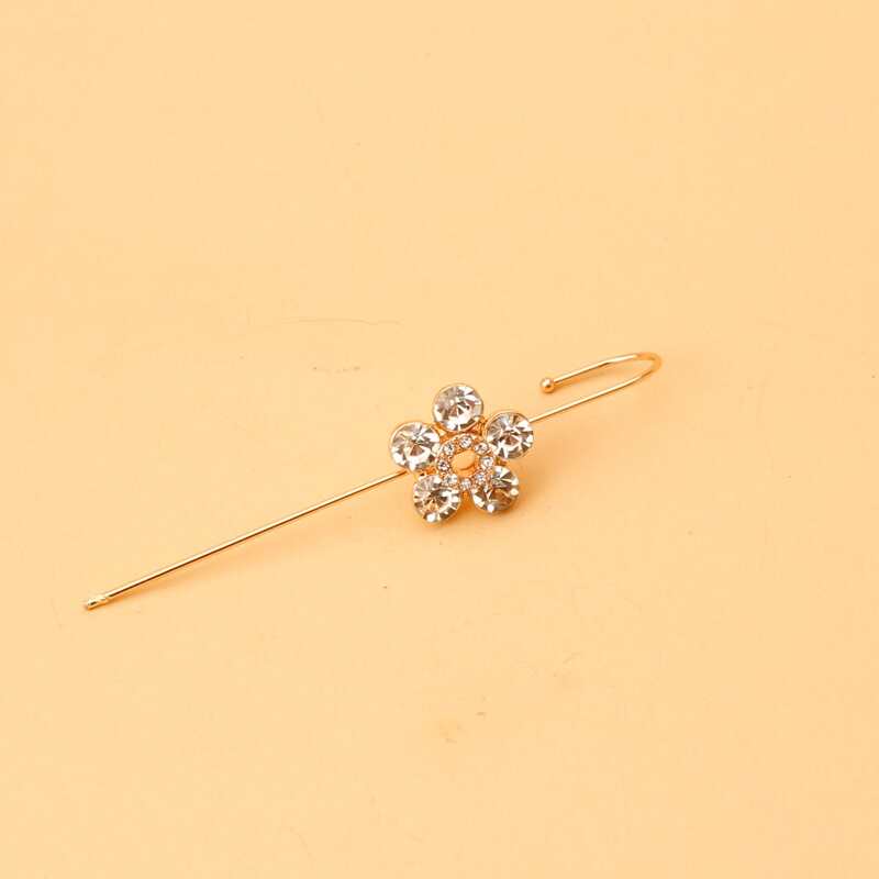 

1pc Rhinestone Floral Ear Pin, Gold