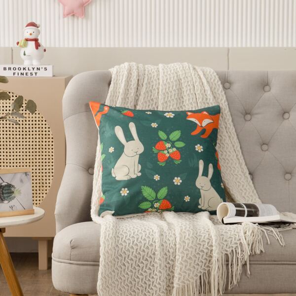 

Cartoon Animal Print Cushion Cover Without Filler, Multicolor