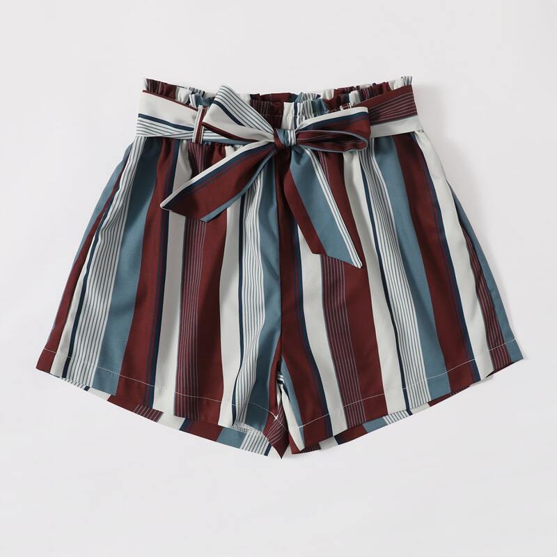 

Striped Belted Shorts, Multicolor
