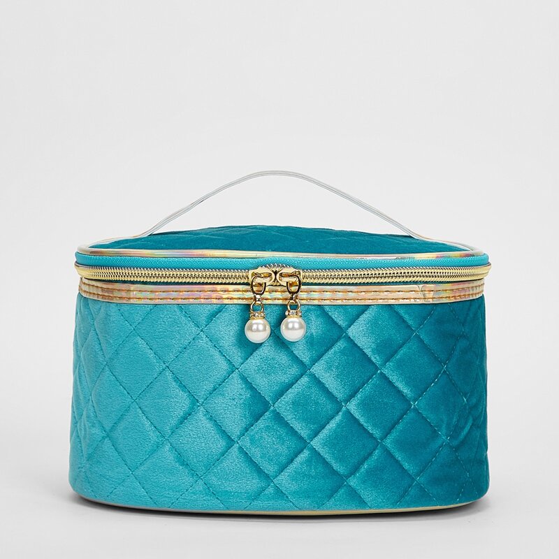 

Quilted Zipper Makeup Bag, Blue