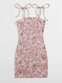 Soleia Ditsy Floral Knot Shoulder Dress - Multicolor - View 5