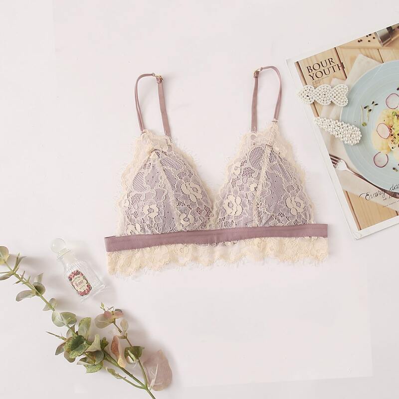

Floral Lace Triangle Bralette, Multicolor