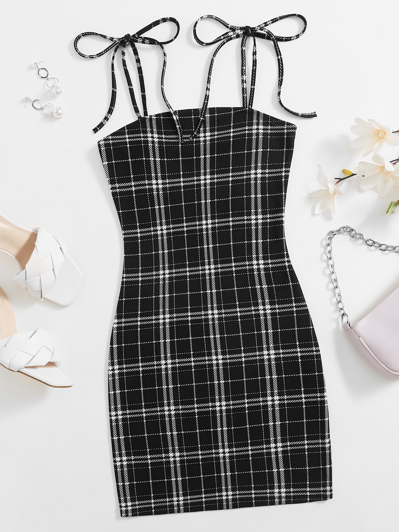 Knot Shoulder Plaid Dress thumbnail