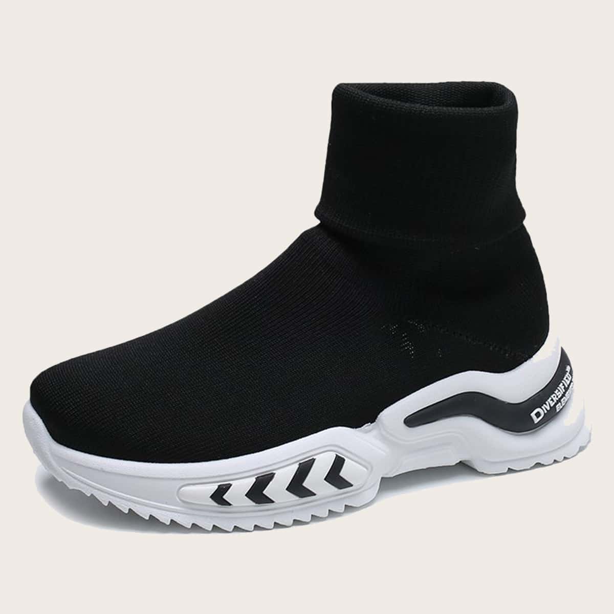 

Solid Knit High Top Sneakers, Black