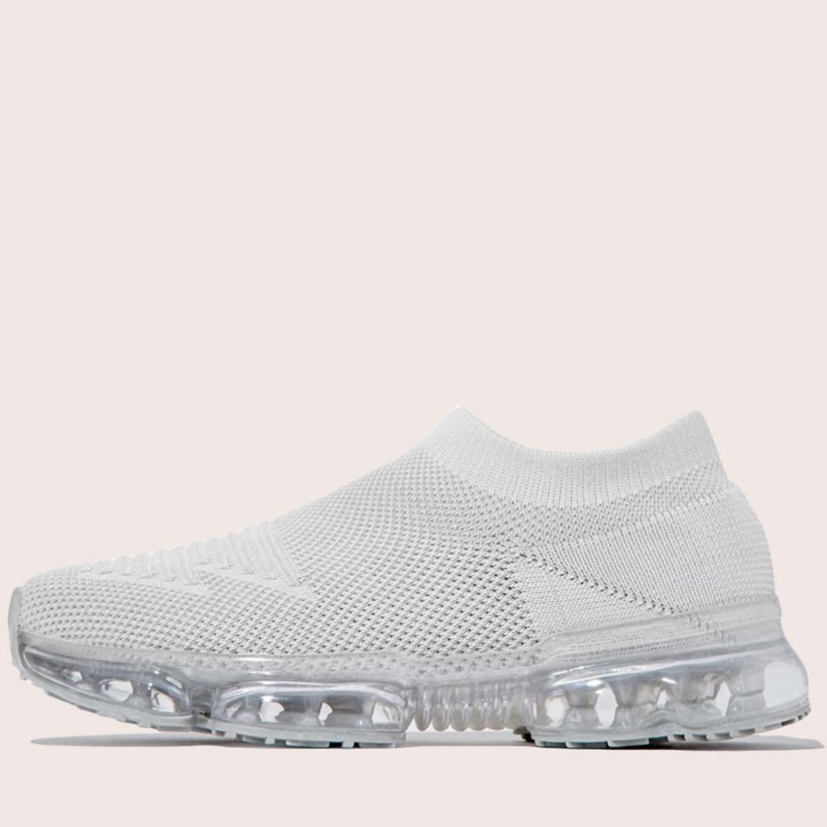 

Solid Slip On Knit Sneakers, Light grey