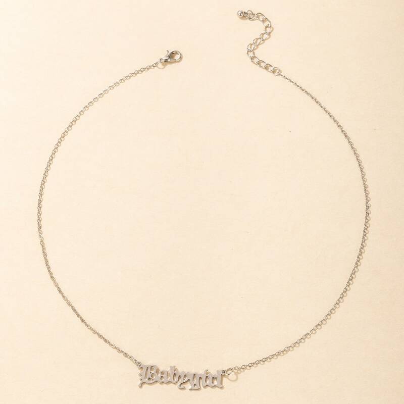 

1pc Letter Charm Necklace, Silver
