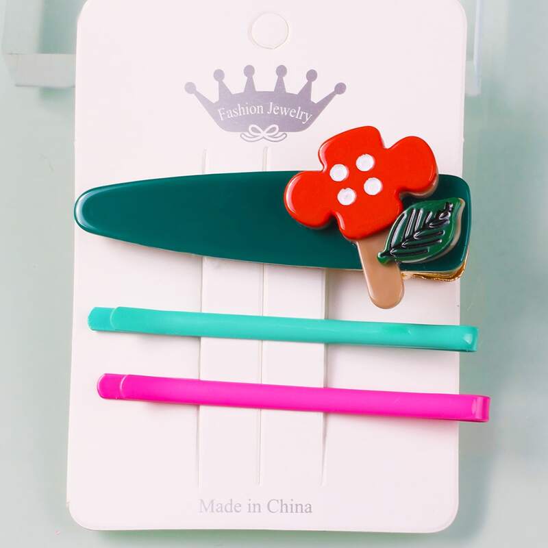 

3pcs Floral Hair Clip, Multicolor