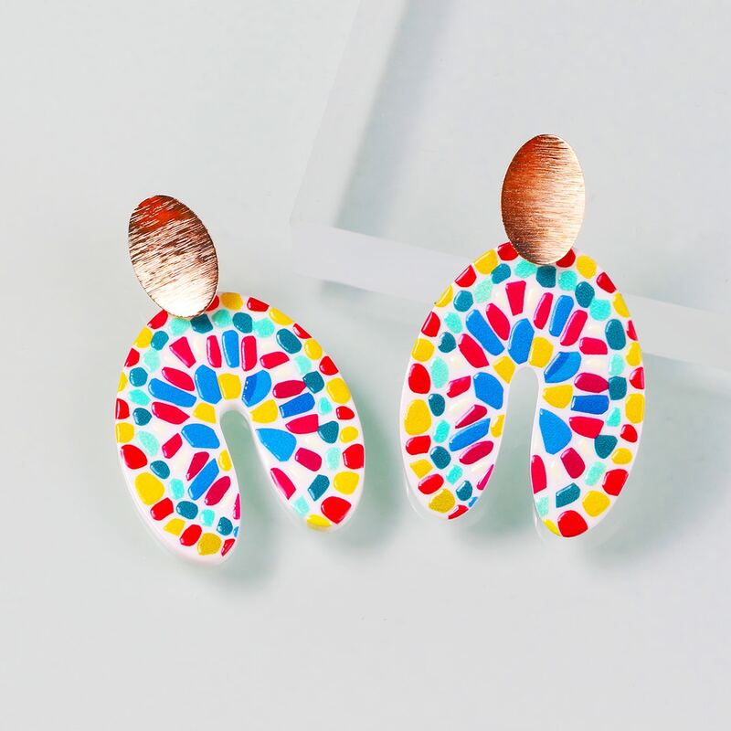 

Colorful Geo Drop Earrings, Multicolor